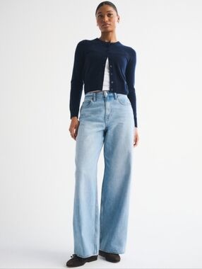 Abercrombie & Fitch Light Blue Wide-Leg High-Rise Full Lenght Jeans 29L